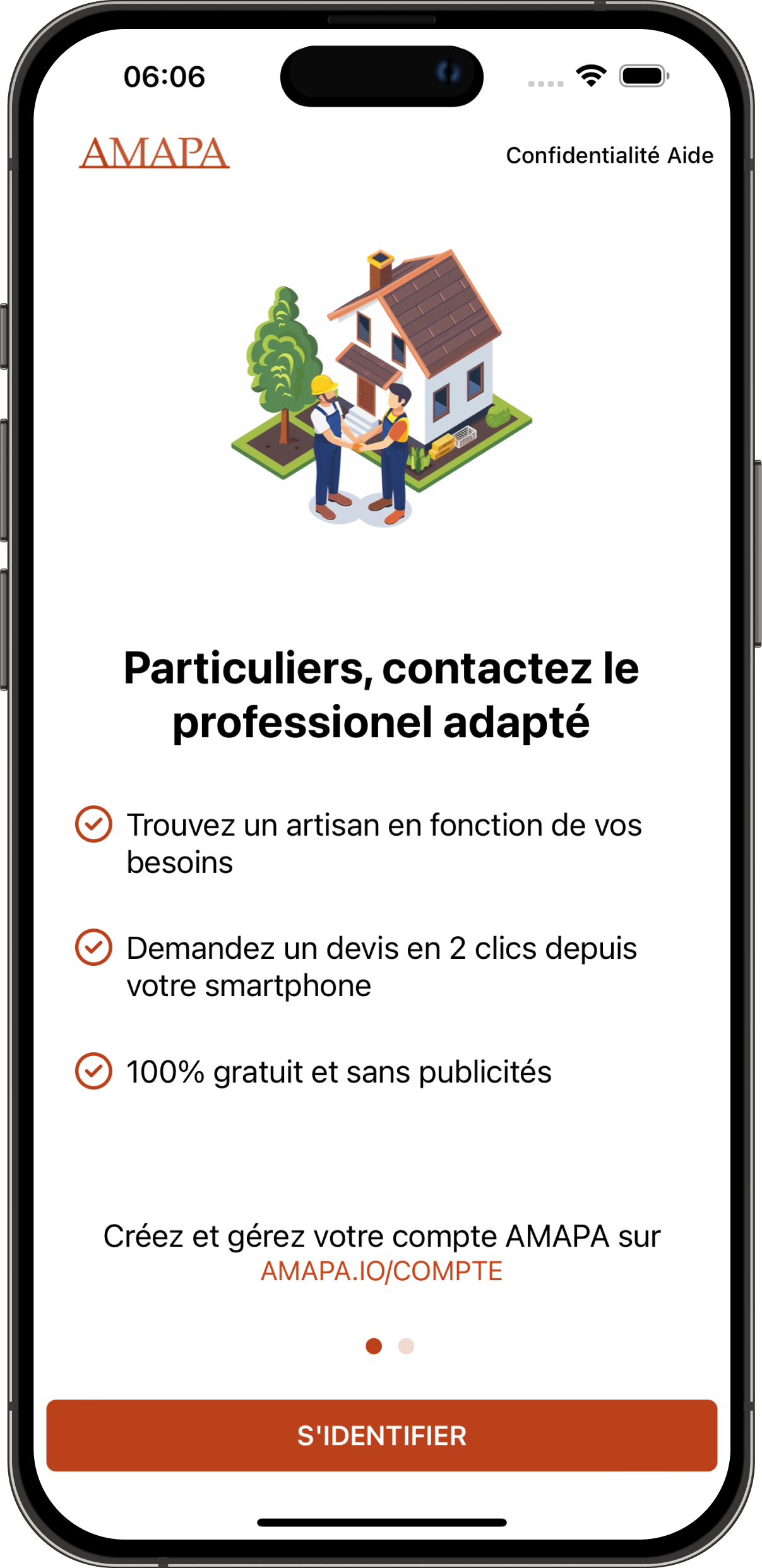 Capture d'écran page d'accueil amapa particuliers